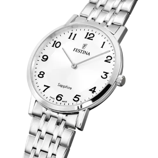 Festina Swiss Made Gents White Dial Stainless Steel Watch 
