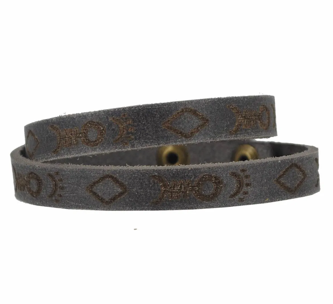 Fish Geo Leather Tooled Bracelet