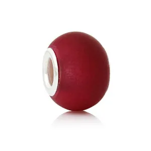 Five (5) Red-Lampwork Murano Glass European Beads Compatible with European Snake Chain Bracelet