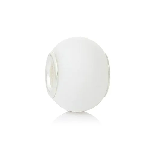 Five (5)White Lampwork Murano Glass European Beads Compatible with European Snake Chain Bracelet