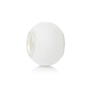 Five (5)White Lampwork Murano Glass European Beads Compatible with European Snake Chain Bracelet