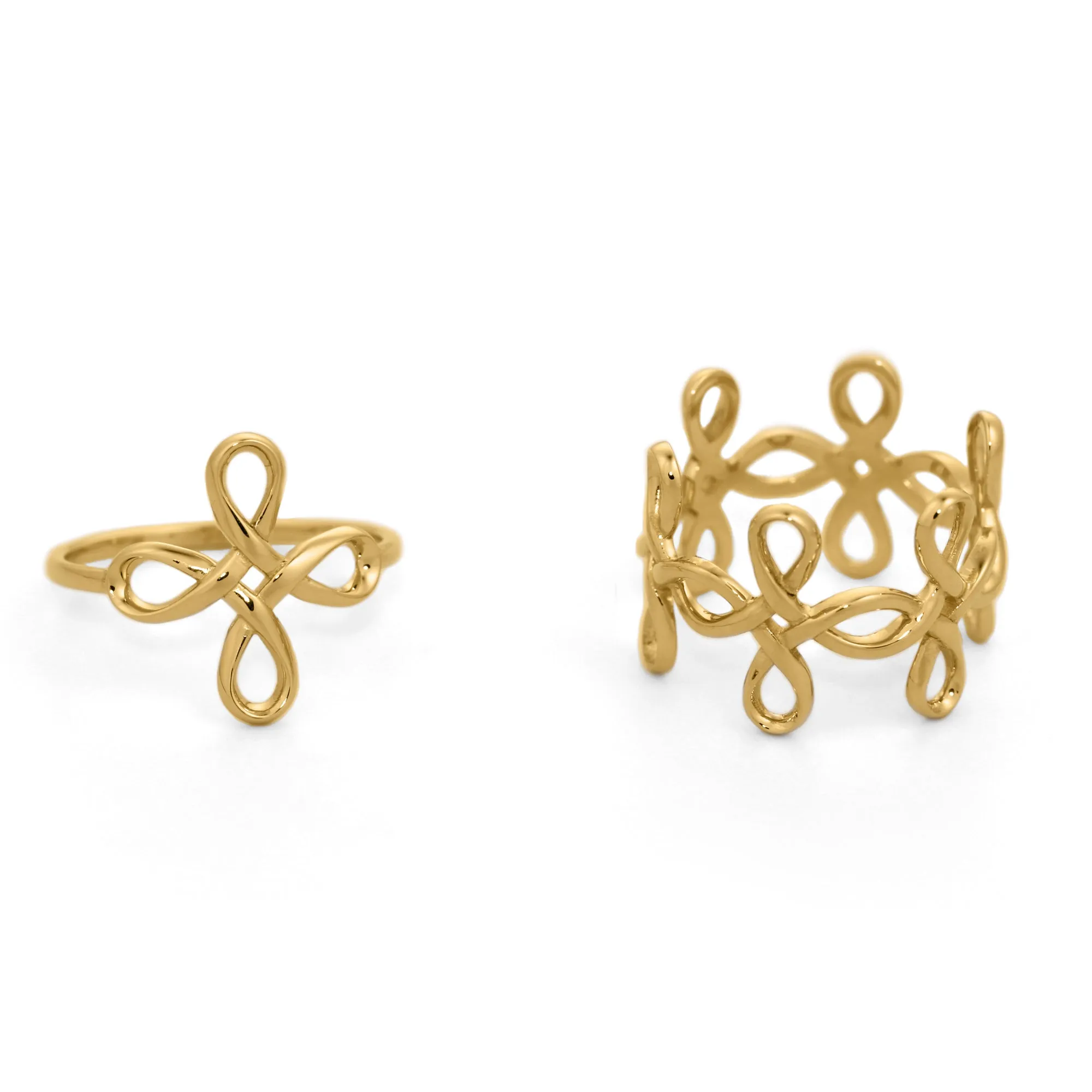 Flower Knot Infinity Ring in 18K Gold