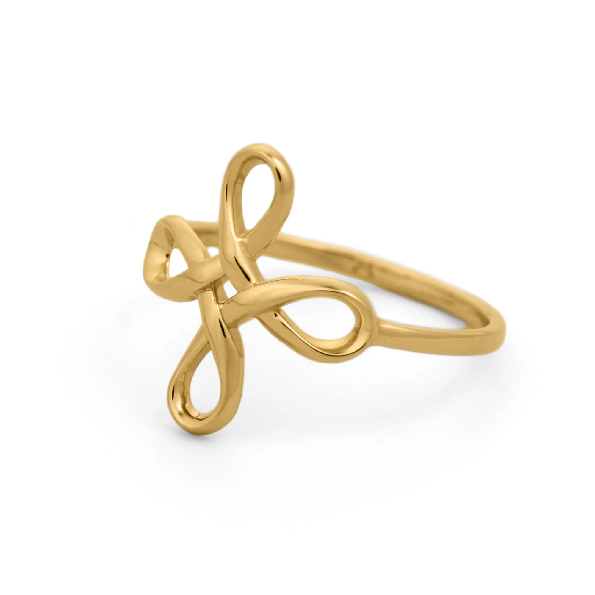 Flower Knot Infinity Ring in 18K Gold