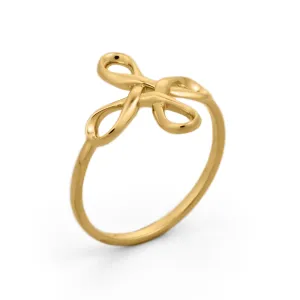 Flower Knot Infinity Ring in 18K Gold