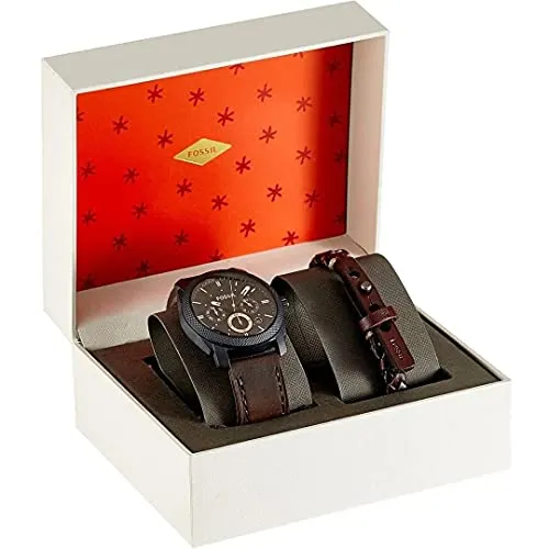 Fossil Men's Machine Quartz Chronograph Watch Set - Black/Dark Brown
