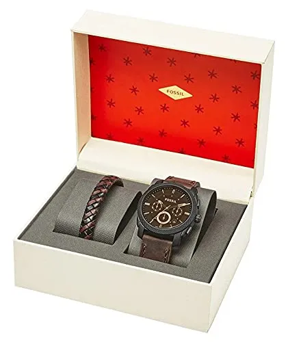 Fossil Men's Machine Quartz Chronograph Watch Set - Black/Dark Brown
