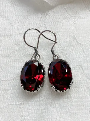 Garnet CZ Earrings, Edwardian Jewelry #E70
