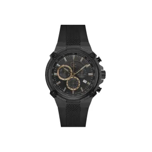 Gc Men's Watch With Black Silicone Strap & Black Case