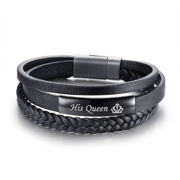 Genuine Leather  Queen and King Couple Bracelets