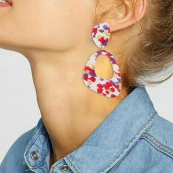 Geometric Retro Multi-Color Acetate Earrings
