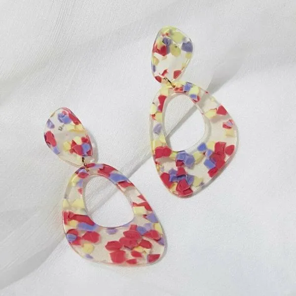 Geometric Retro Multi-Color Acetate Earrings