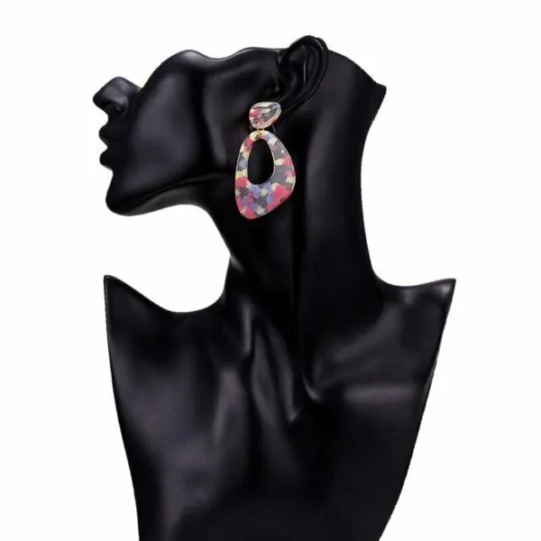 Geometric Retro Multi-Color Acetate Earrings