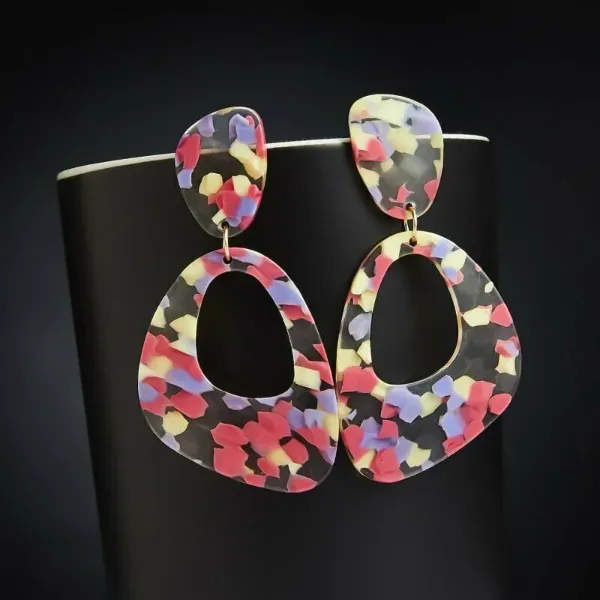 Geometric Retro Multi-Color Acetate Earrings