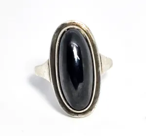 Georg Jensen Hematite retro Modernist sterling silver heavy vintage ring size 6.5 signed