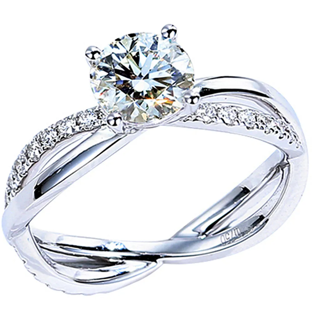 GIA Diamond Criss Corss Engagement Ring