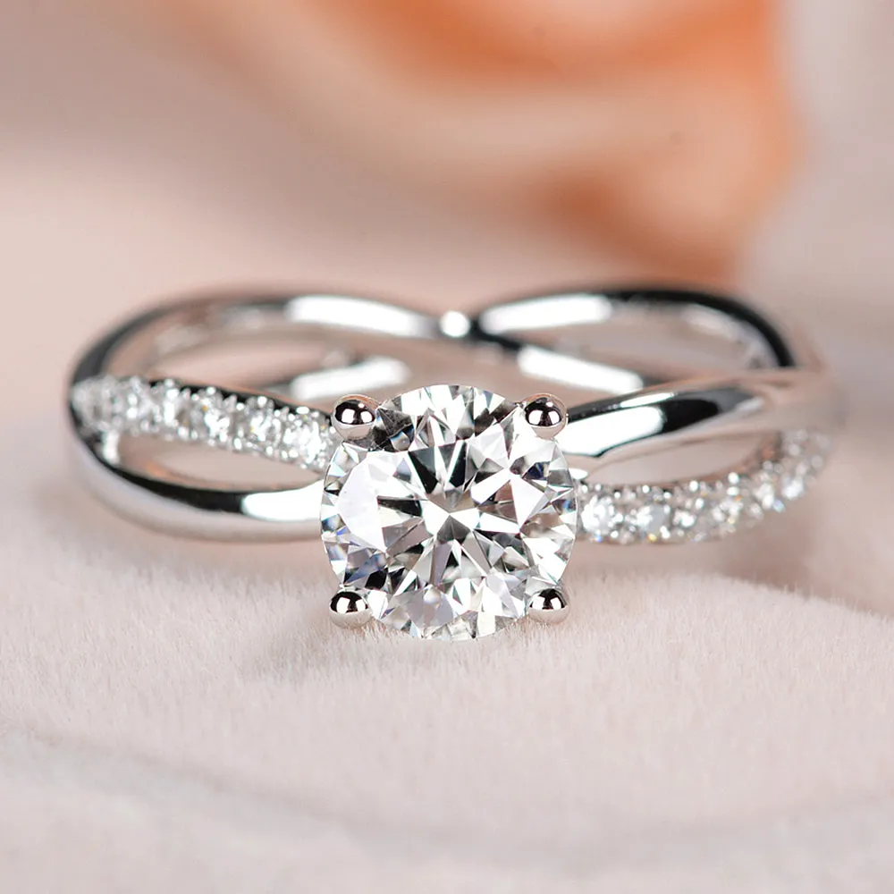 GIA Diamond Criss Corss Engagement Ring