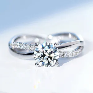 GIA Diamond Criss Corss Engagement Ring