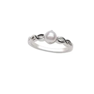 Girls Sterling Silver Freshwater Pearl Baby Ring for Kids - Size 3