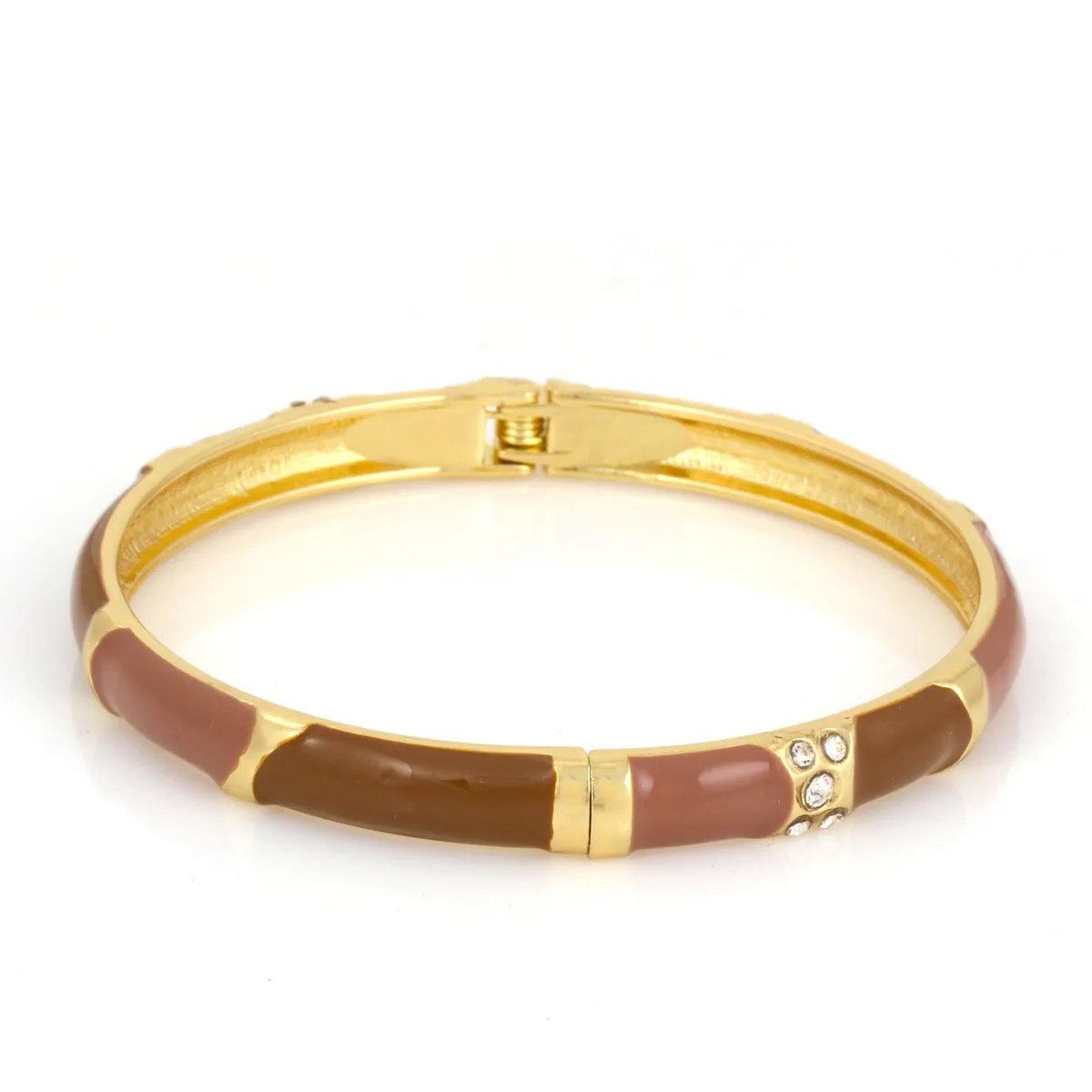 GOLD BROWN CRYSTAL HINGED BRACELET #SA-YS-104916GBRN