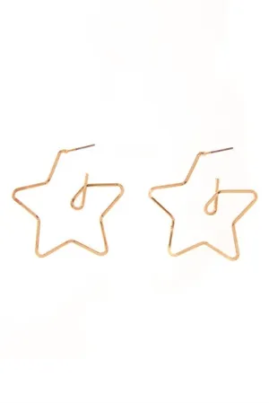Gold Star Hoop Earrings