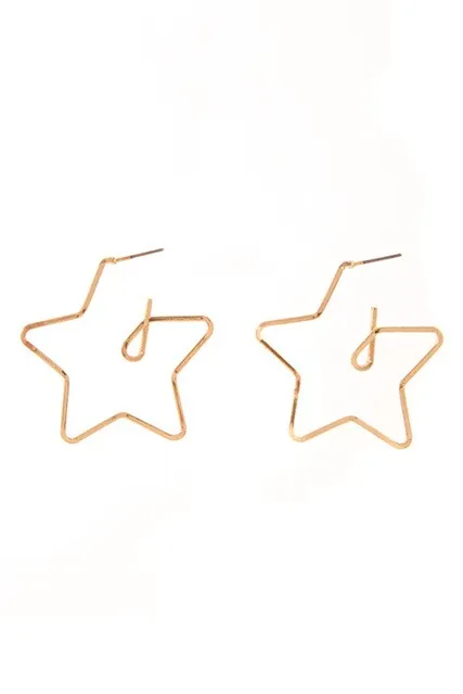 Gold Star Hoop Earrings