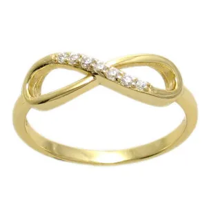 Graceful and Brilliant 14K Gold Plated Sterling Silver Infinity Ring with CZ Sparkle