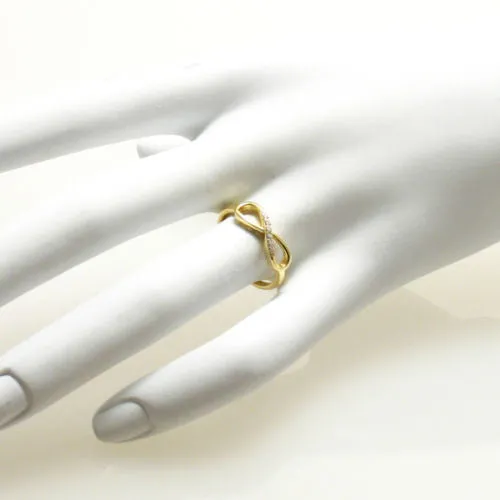 Graceful and Brilliant 14K Gold Plated Sterling Silver Infinity Ring with CZ Sparkle
