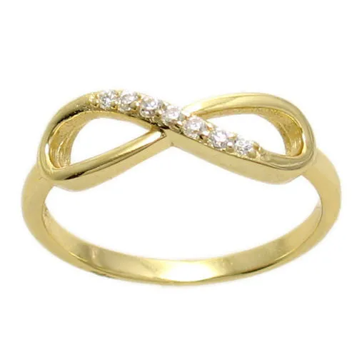 Graceful and Brilliant 14K Gold Plated Sterling Silver Infinity Ring with CZ Sparkle
