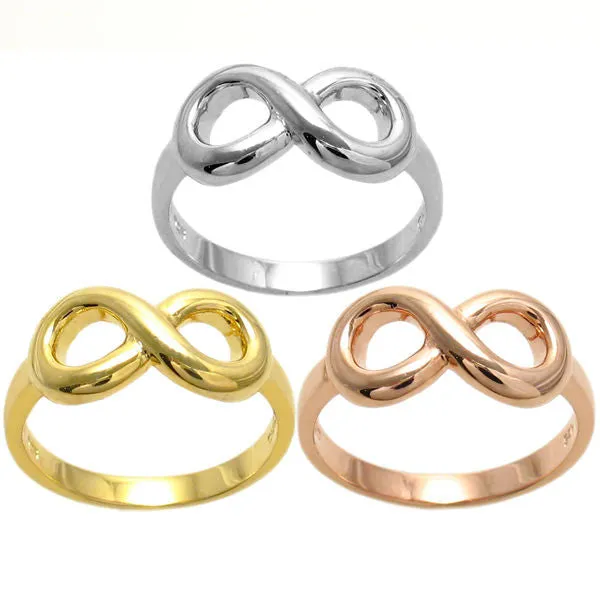 Graceful and Elegant Infinity Ring in Rose Gold Ion Plated Sterling Silver.