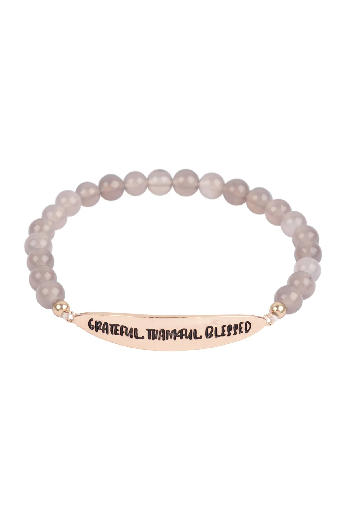 GRATEFUL ,THANKFUL,BLESSED NATURAL STONE STRETCH BRACELET