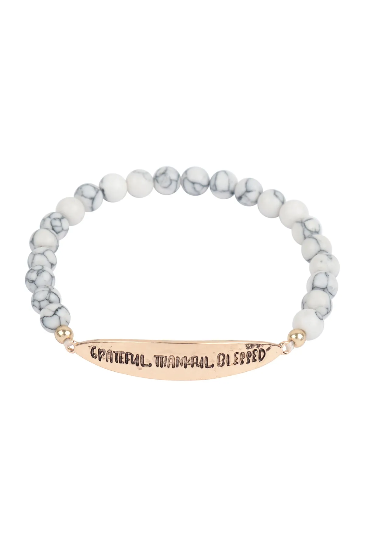 GRATEFUL ,THANKFUL,BLESSED NATURAL STONE STRETCH BRACELET