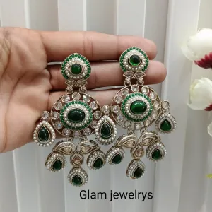 Green Antique Gold Bollywood Suresh Indian Earrings