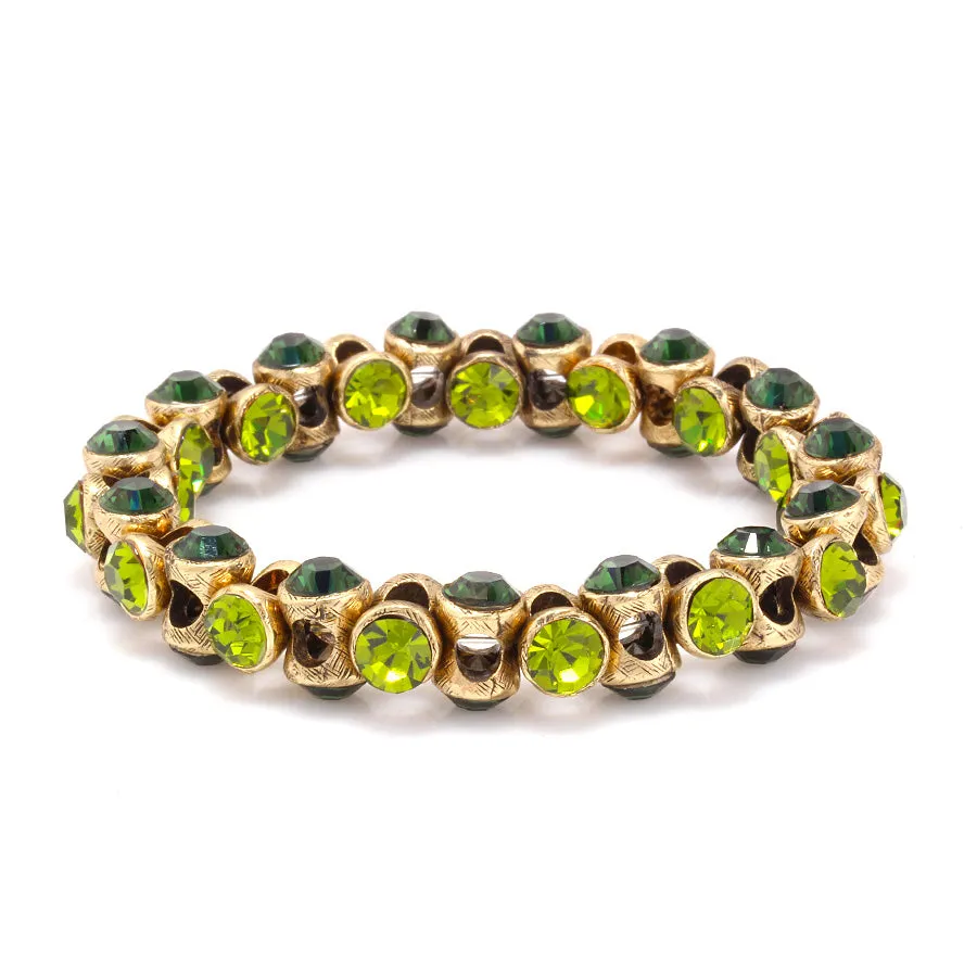GREEN PERIDOT CRYSTAL STRETCH BRACELETS #160GN2201 (5F7)