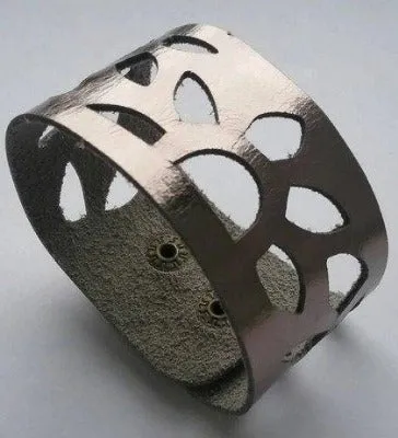 Gunmetal- Dark Silver Leather Cuff Bracelet. Reclaimed Leather wrist band. Sunflower bracelet.