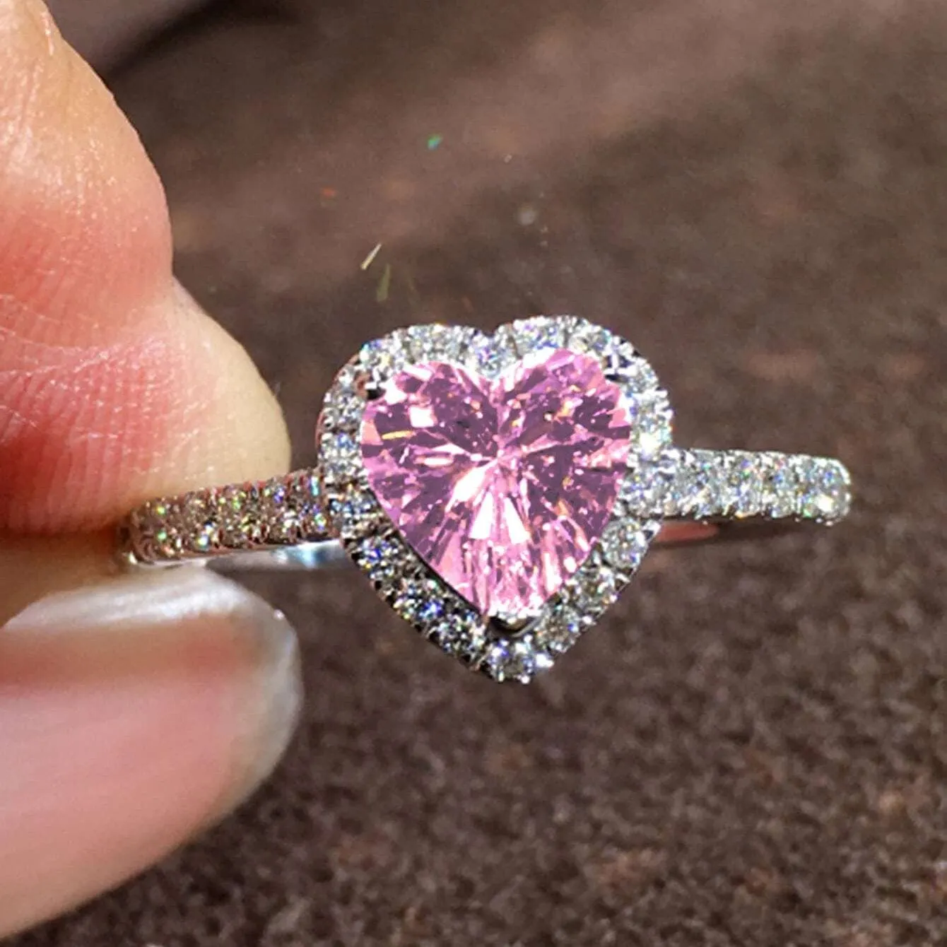 Hallmark Silver Love Pink Heart Ring
