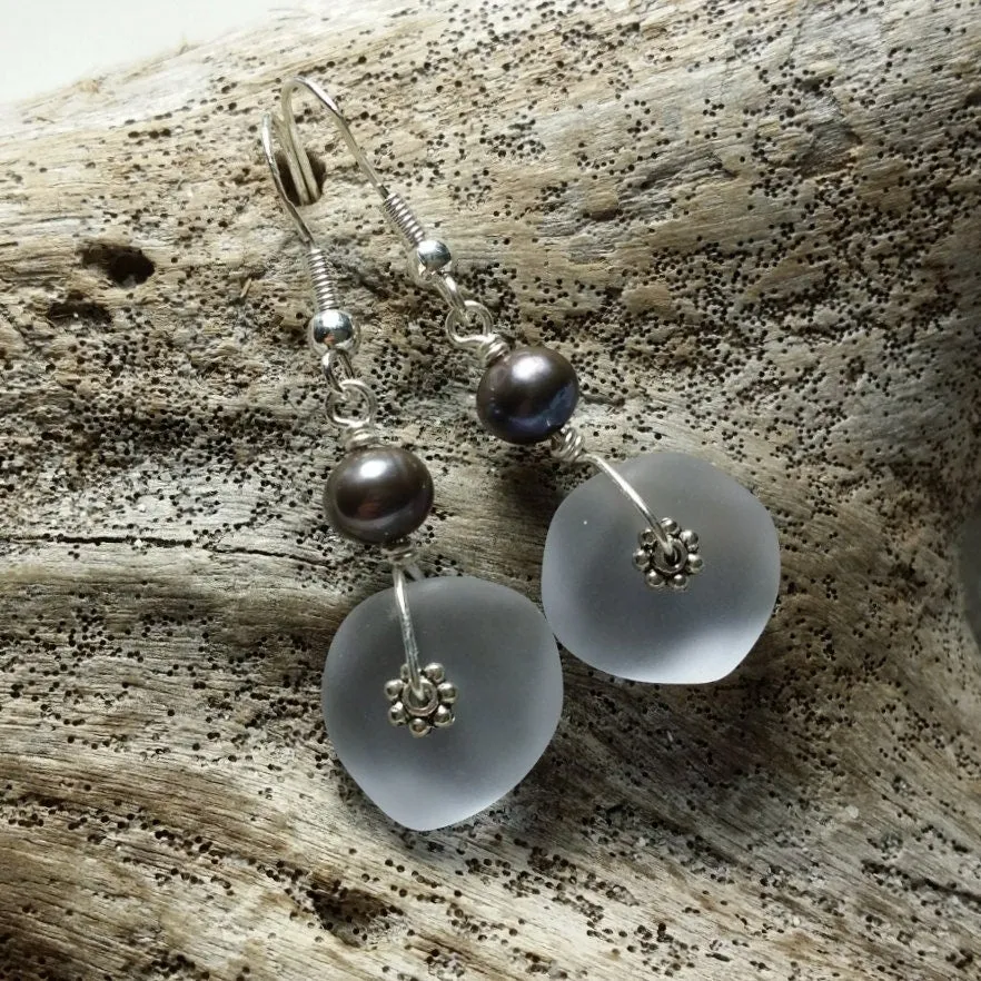 Handmade in Hawaii, "Magical Color Changing" Purple sea glass earrings