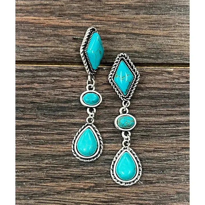 Handmade Turquoise Post Earrings