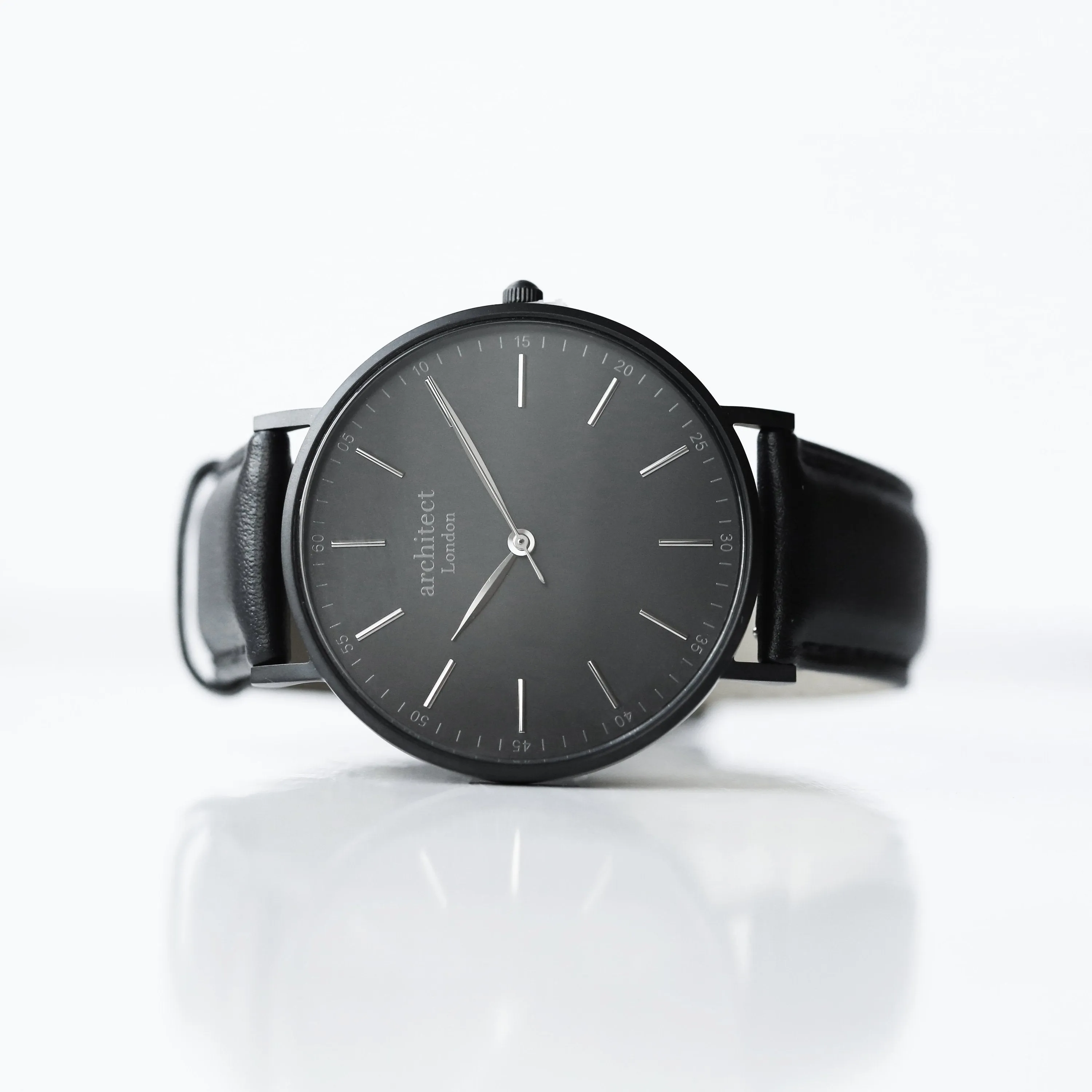 Handwriting Engraving - Men's Minimalist Watch   Jet Black Strap