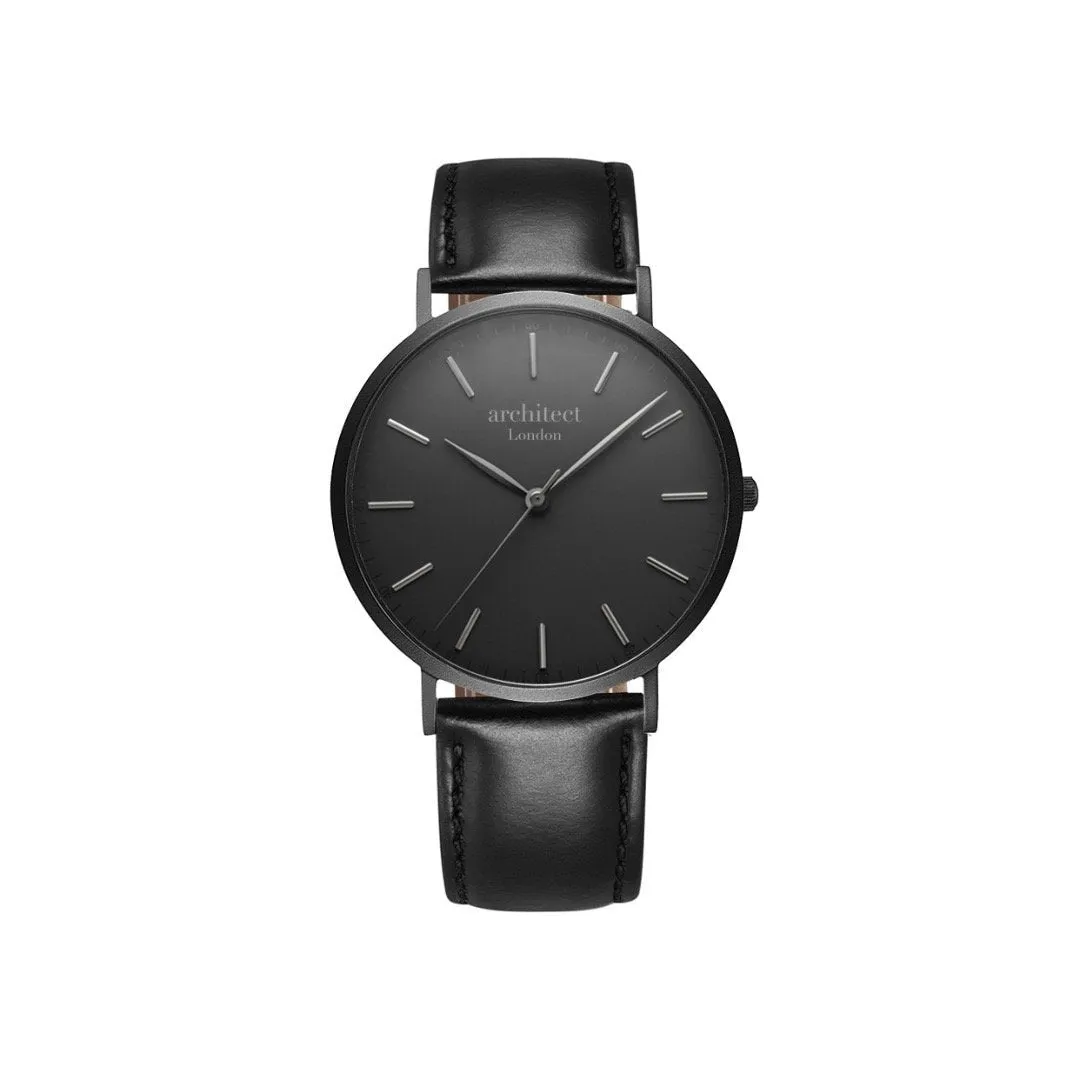 Handwriting Engraving - Men's Minimalist Watch   Jet Black Strap