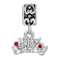 Happy Birthday Dangle Charm European Bead Compatible for Most European Snake Chain Bracelet