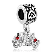 Happy Birthday Dangle Charm European Bead Compatible for Most European Snake Chain Bracelet