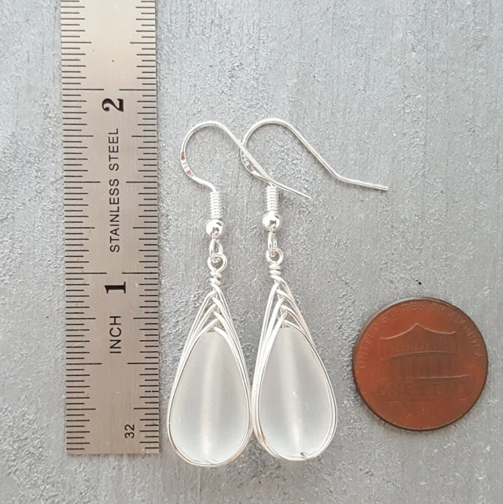 Hawaiian Jewelry Sea Glass Earrings, Braide Crystal Earrings Teardrop Earrings, Sea Glass Jewelry Birthday Gift For Women (April Birthstone)