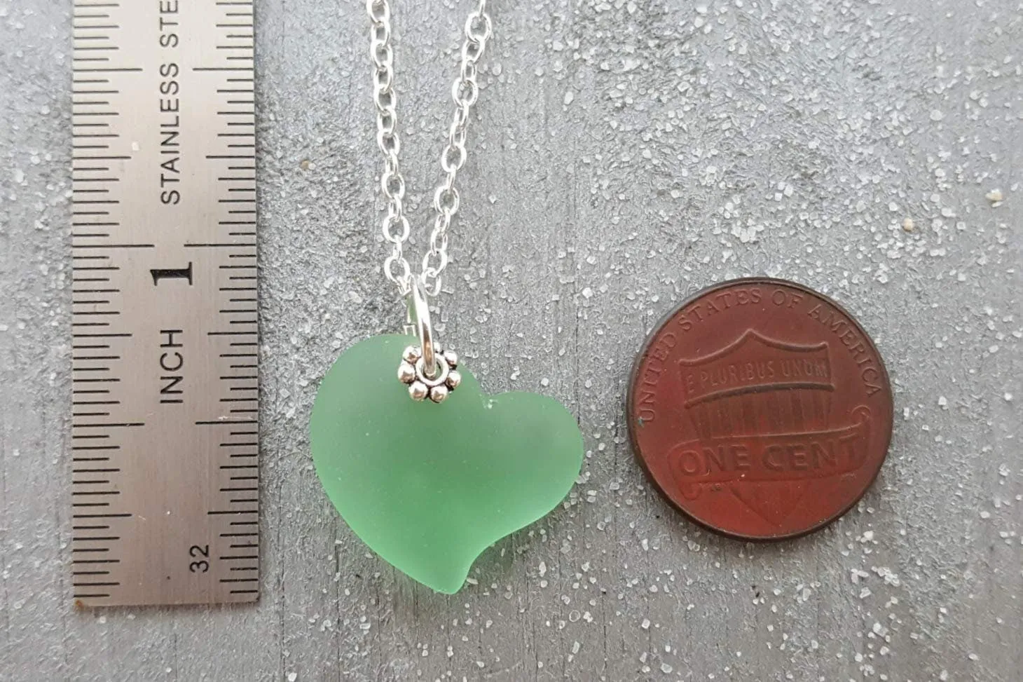 Hawaiian Jewelry Sea Glass Necklace, Peridot Necklace Green Necklace Heart necklace, Sea Glass Jewelry Birthday Gift (August Birthstone)