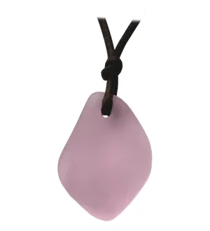 Hawaiian Jewelry Sea Glass Necklace, Puff Pink Necklace Leather Cord Necklace, Unisex Sea Glass Jewelry Birthday Gift (October Birthstone)