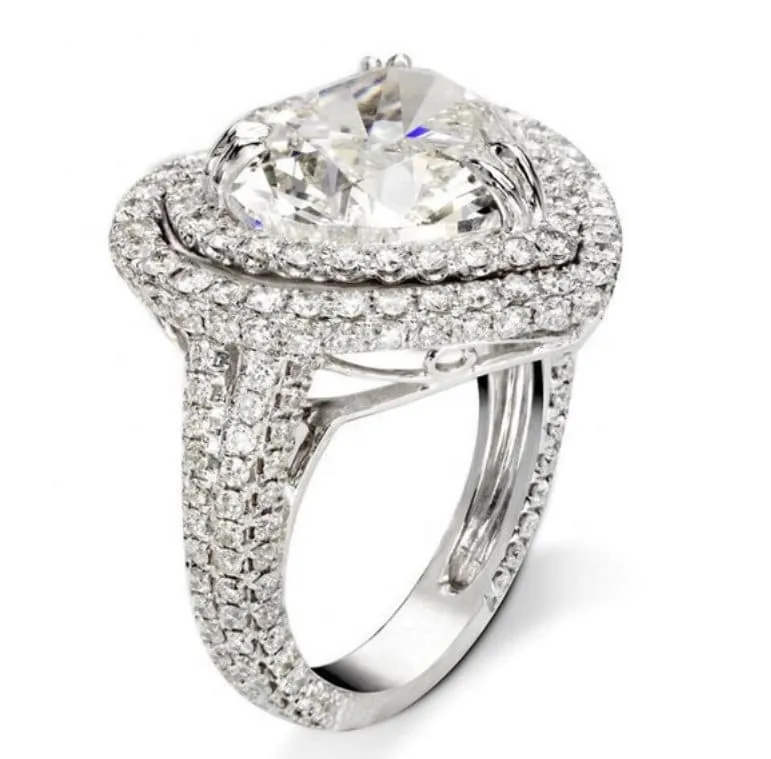 Heart Ring | Heart Rings | Iced Out Heart Ring | Halo Ring | Double Halo Ring | Heart Shape Ring |  Womens Diamond ring | Diamond Heart Ring