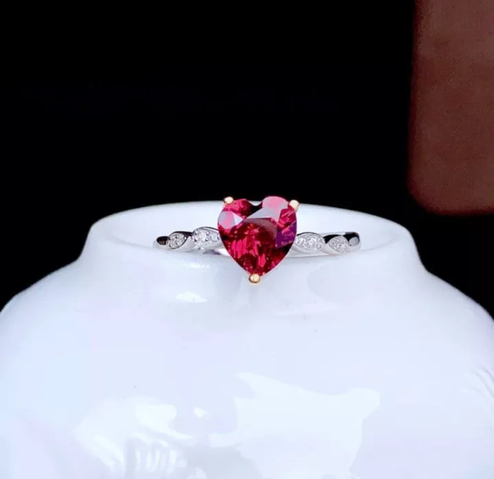 Heart Ring | Red Diamond Heart Ring | Heart Shape Ring | Diamond Heart Ring | Womens Red Diamond Ring | Engagement Ring | Red Diamond Ring