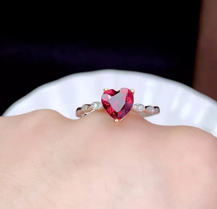 Heart Ring | Red Diamond Heart Ring | Heart Shape Ring | Diamond Heart Ring | Womens Red Diamond Ring | Engagement Ring | Red Diamond Ring