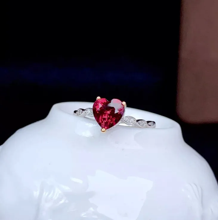 Heart Ring | Red Diamond Heart Ring | Heart Shape Ring | Diamond Heart Ring | Womens Red Diamond Ring | Engagement Ring | Red Diamond Ring