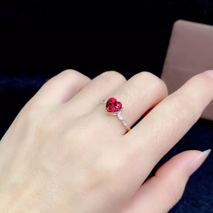 Heart Ring | Red Diamond Heart Ring | Heart Shape Ring | Diamond Heart Ring | Womens Red Diamond Ring | Engagement Ring | Red Diamond Ring
