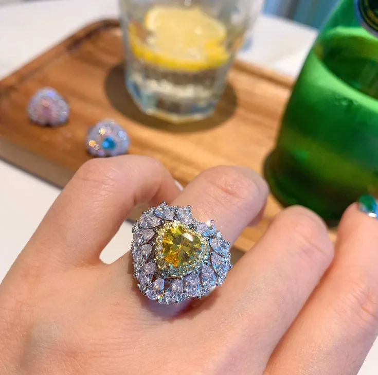 Heart Ring | Yellow Diamond Ring | Heart Rings | Heart Shape Ring | Diamond Heart Ring | Heart Ring with Diamonds | Yellow Diamond Rings